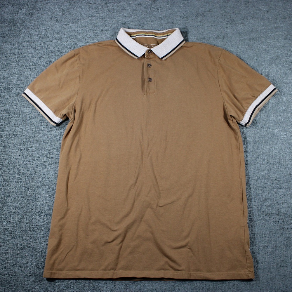 Day & Age Oxnard Polo Shirt Mens Large Tan Brown Short Sleeve CP-OXNARD-MN